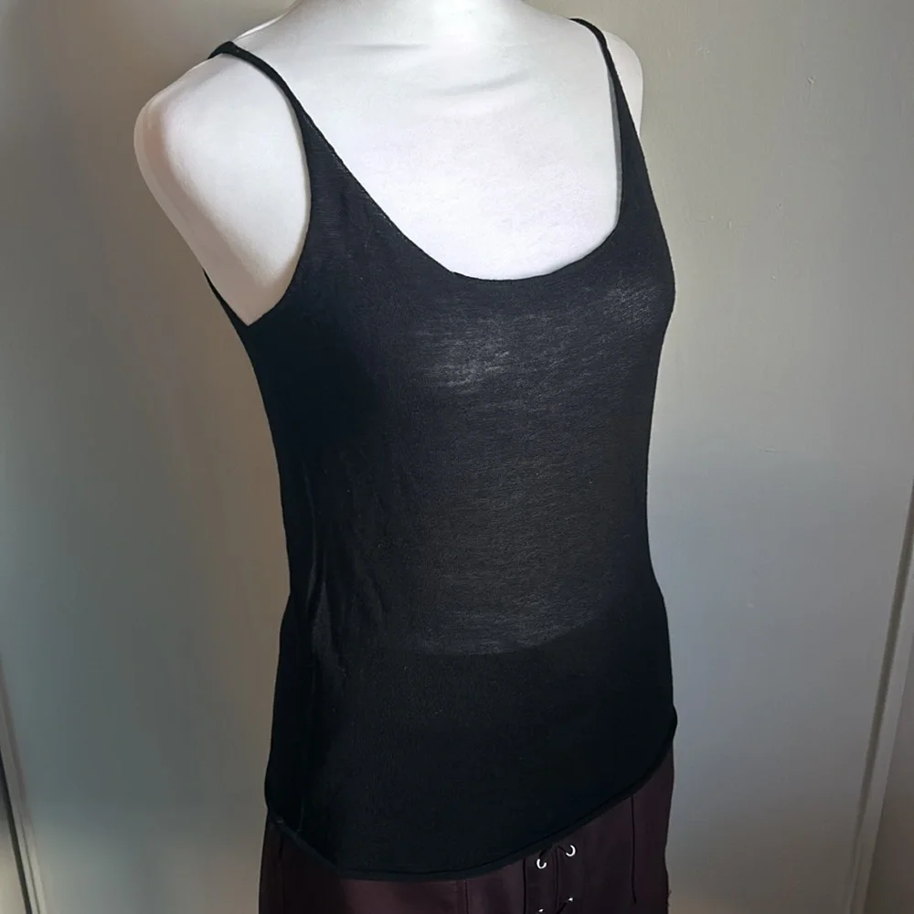 New Kerisma Fine Gauge Lightweight Knit Slim Fit Sweater Raw Edge Tank Top - Picture 2 of 9